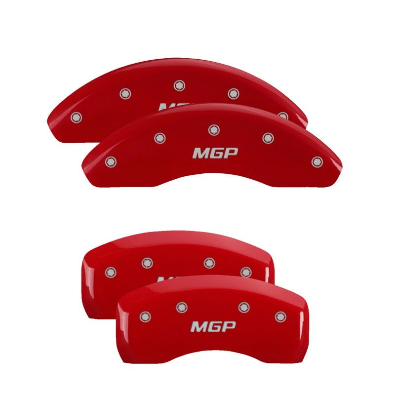 MGP 4 Caliper Covers Engraved Front Gen 5/Camaro Engraved Rear Gen 5/SS Red finish silver ch-Caliper Covers-MGP-MGP14241SCS5RD-SMINKpower Performance Parts