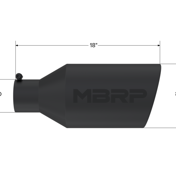 MBRP Universal Tip 8in O.D. Rolled End 4in inlet 18in length Black