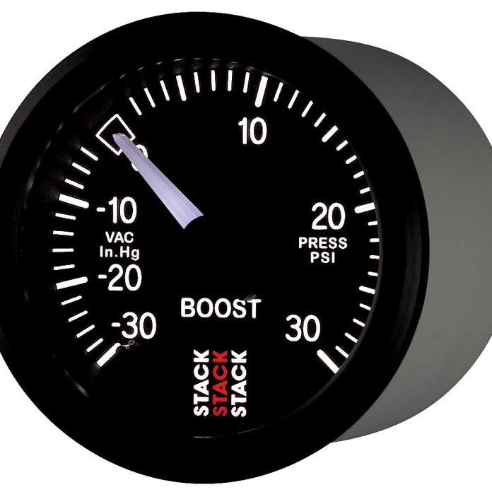 Autometer 52mm Stack Instruments -30INHG to +30PSI Mechanical Boost Gauge - Black