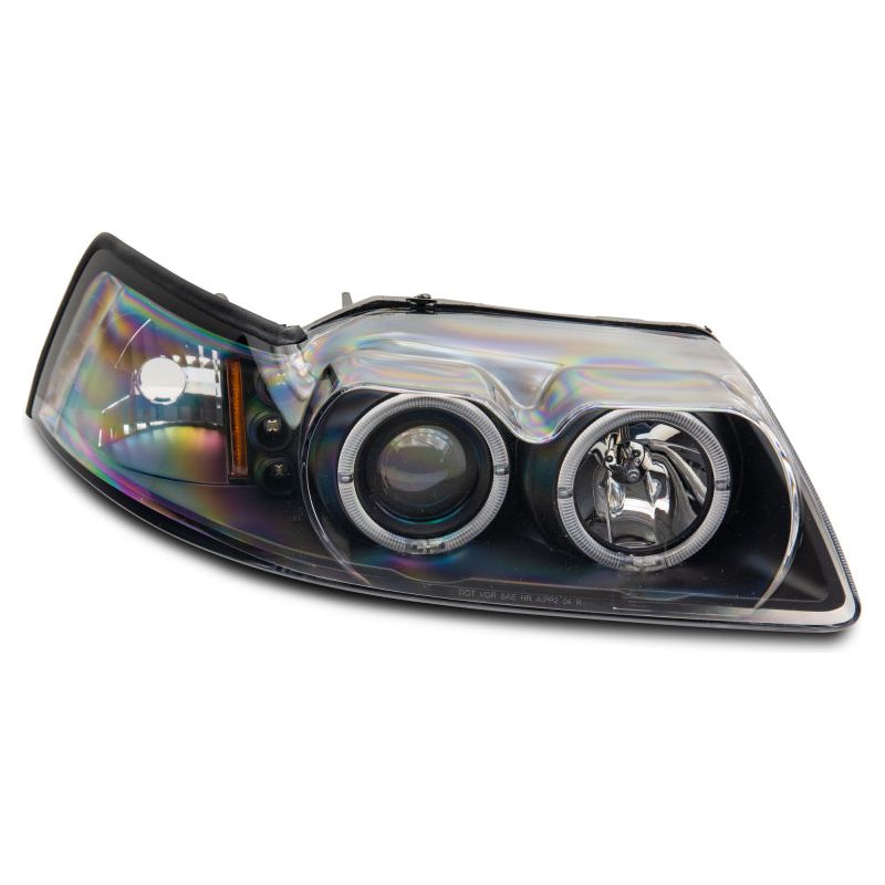 Raxiom 99-04 Ford Mustang Dual LED Halo Projector Headlights- Black Housing (Clear Lens)-Headlights-Raxiom-RAX101684-SMINKpower Performance Parts