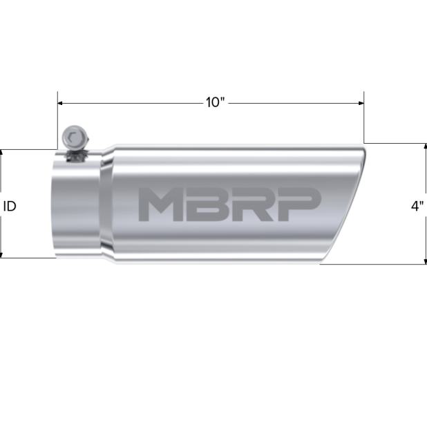 MBRP Universal Tip 4in O.D. Angled Rolled End 3 inlet 10 length