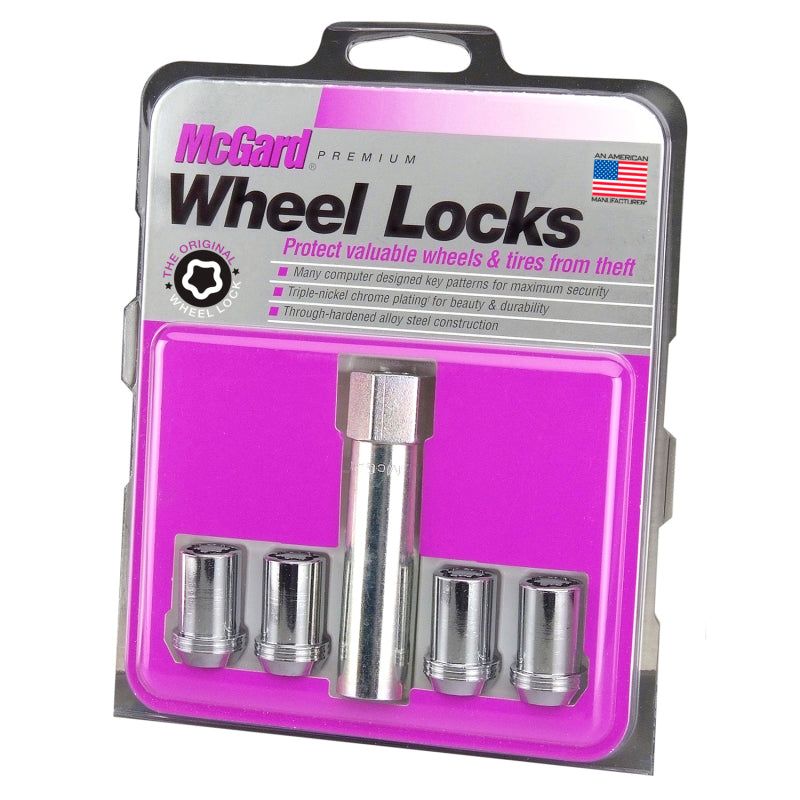 McGard Wheel Lock Nut Set - 4pk. (Tuner / Cone Seat) M12X1.25 / 13/16 Hex / 1.24in. Length - Chrome-Lug Nuts-McGard-MCG25254-SMINKpower Performance Parts
