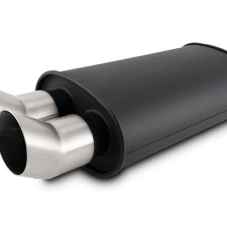 Vibrant Flat Blk Muffler 9x5x15in Body 3in Inlet ID 3in Tip OD w/Dual DTM Cut Tips