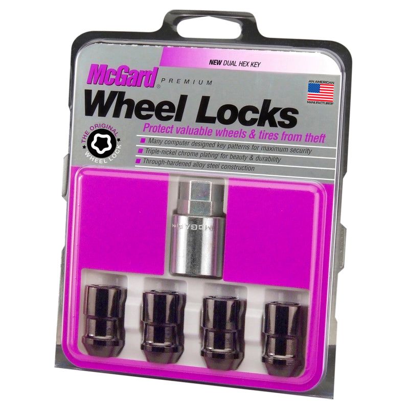 McGard Wheel Lock Nut Set - 4pk. (Cone Seat) M12X1.5 / 19mm & 21mm Dual Hex / 1.46in. Length - Black-Lug Nuts-McGard-MCG24026-SMINKpower Performance Parts