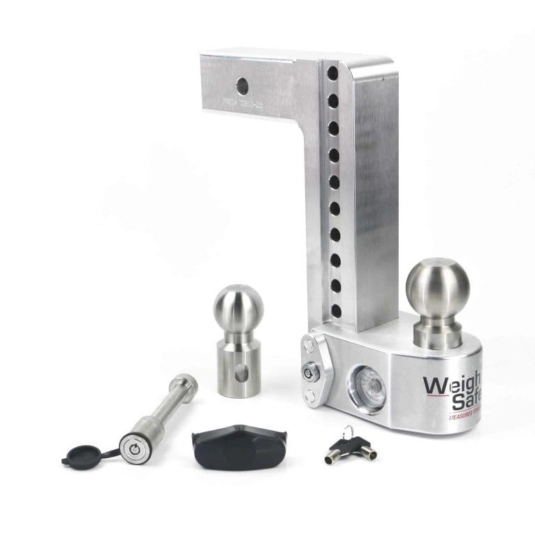 Weigh Safe 10in Drop Hitch w/Built-in Scale & 2.5in Shank (10K/18.5K GTWR) w/WS05 - Aluminum