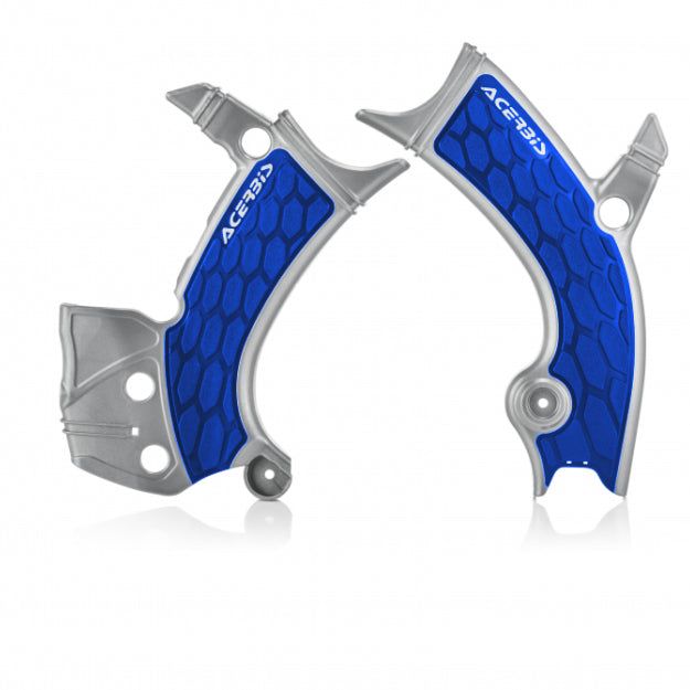 Acerbis 16-19 Yamaha YZ250F/YZ450F/YZ250FX/YZ450FX/WR250F/450F Frame Guards- X-Grip - Silver/Blue-Plastics-Acerbis-ACB2689411404-SMINKpower Performance Parts