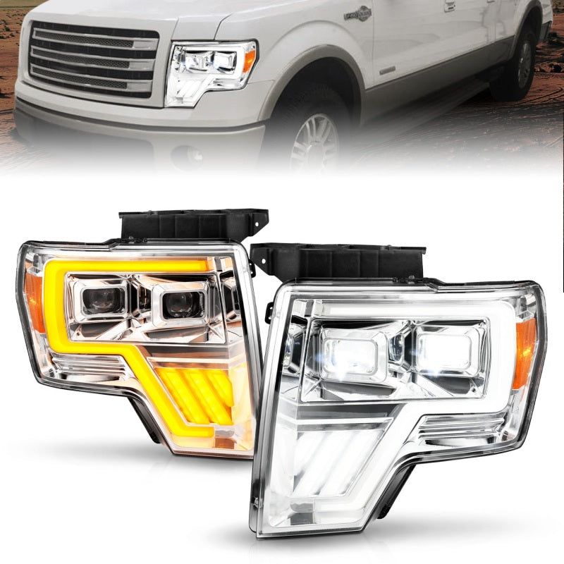 ANZO 09-14 Ford F-150 Full LED Proj Headlights w/Initiation Feature - Chrome-Headlights-ANZO-ANZ111607-SMINKpower Performance Parts