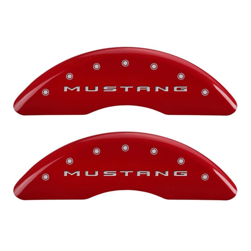 MGP 4 Caliper Covers Engraved Front 2015/Mustang Engraved Rear 2015/Bar & Pony Red/Silve 19in. Min-Caliper Covers-MGP-MGP10204SMB2RD-SMINKpower Performance Parts