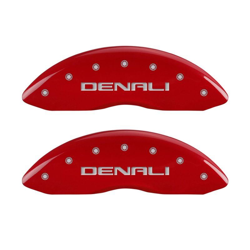 MGP 4 Caliper Covers Engraved Front & Rear Denali Red finish silver ch-Caliper Covers-MGP-MGP34208SDNLRD-SMINKpower Performance Parts