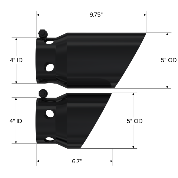 MBRP 2008+ Ford F250/350/450 6.4 L 4 inlet 5 Tip Cover Set - 6.75in and 9.75in Length - Black