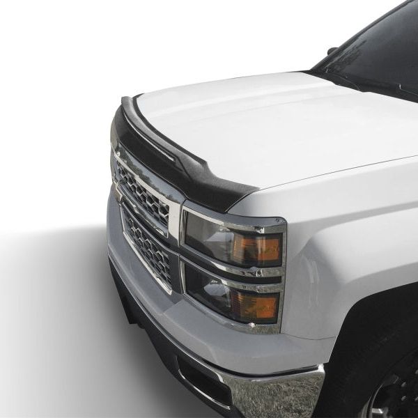 AVS 14-15 Chevy Silverado 1500 Aeroskin Low Profile Hood Shield w/ Lights - Black