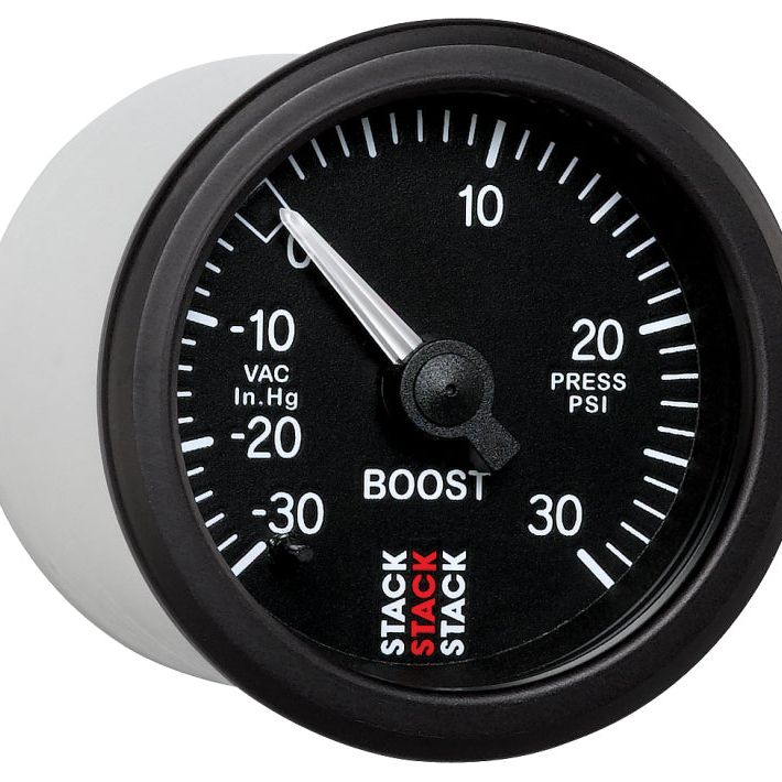 Autometer 52mm Stack Instruments -30INHG to +30PSI Mechanical Boost Gauge - Black