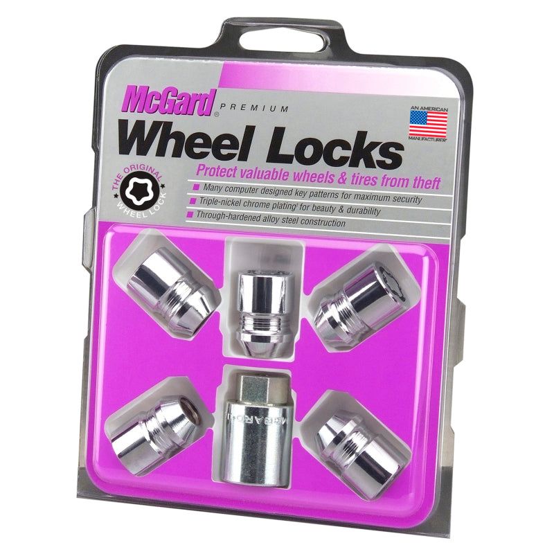 McGard Wheel Lock Nut Set - 5pk. (Cone Seat) M12X1.25 / 3/4 Hex / 1.28in. Length - Chrome-Lug Nuts-McGard-MCG24552-SMINKpower Performance Parts
