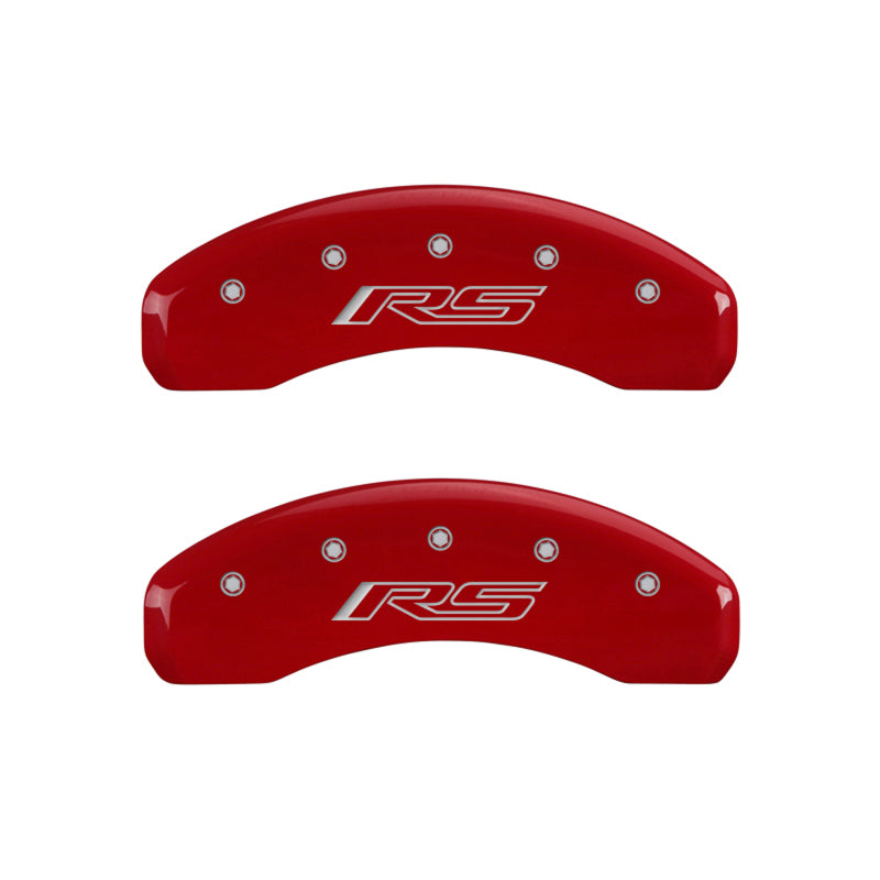 MGP 4 Caliper Covers Engraved Front & Rear Gen 5/RS Red finish silver ch-Caliper Covers-MGP-MGP14033SRS5RD-SMINKpower Performance Parts