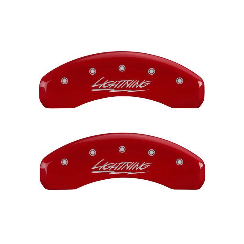 MGP 4 Caliper Covers Engraved Front & Rear Lightning Red finish silver ch-Caliper Covers-MGP-MGP10021SLTGRD-SMINKpower Performance Parts