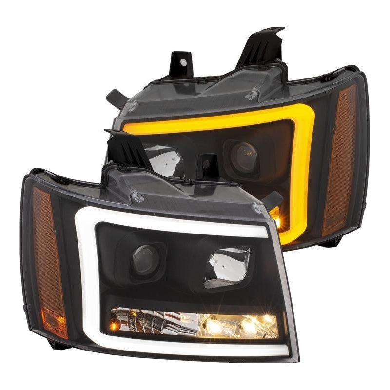 ANZO 07-14 Chevy Tahoe Projector Headlights w/ Plank Style Design Black w/ Amber - SMINKpower Performance Parts ANZ111402 ANZO