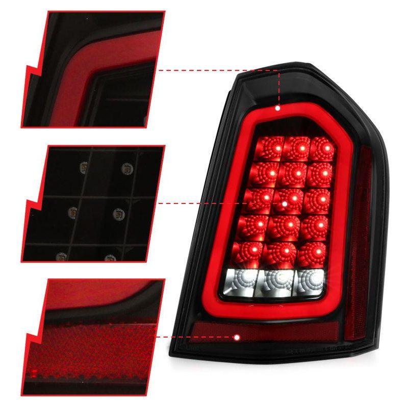 ANZO 11-14 Chrysler 300 LED Taillights Black w/ Sequential - SMINKpower Performance Parts ANZ321343 ANZO