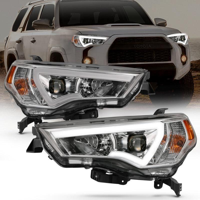 ANZO 14-18 Toyota 4 Runner Plank Style Projector Headlights Chrome w/ Amber - SMINKpower Performance Parts ANZ111417 ANZO