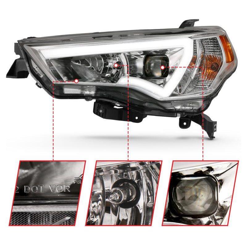 ANZO 14-18 Toyota 4 Runner Plank Style Projector Headlights Chrome w/ Amber - SMINKpower Performance Parts ANZ111417 ANZO