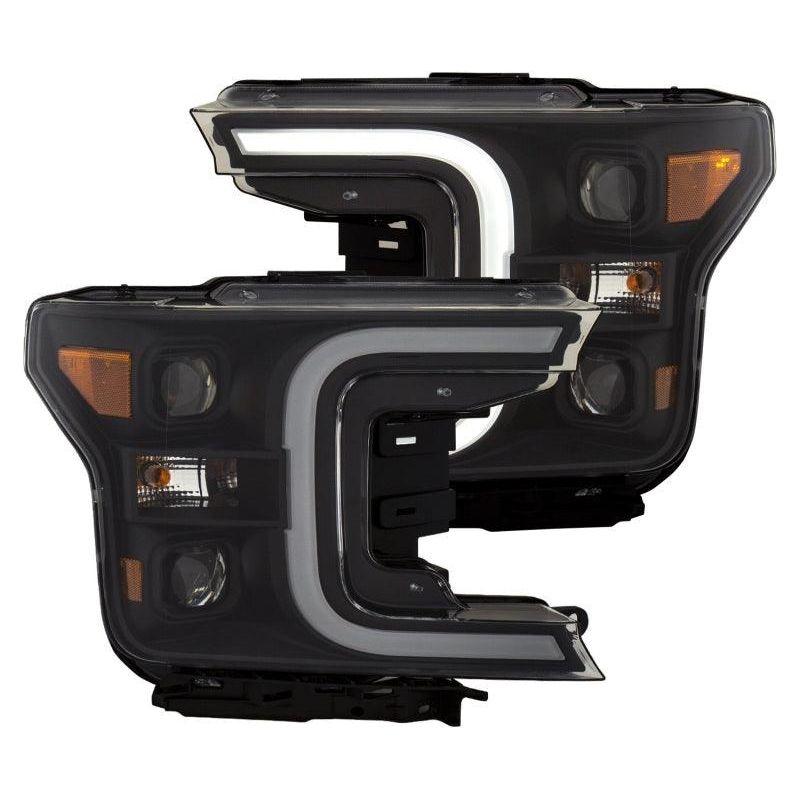 ANZO 18-19 Ford F-150 Projector Headlights w/Plank Style Switchback Black w/Amber - SMINKpower Performance Parts ANZ111398 ANZO