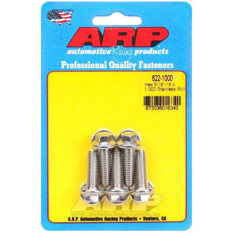 ARP 5/16in x 18 - 1in UHL SS Hex Bolt Kit (5/pkg) - SMINKpower Performance Parts ARP622-1000 ARP