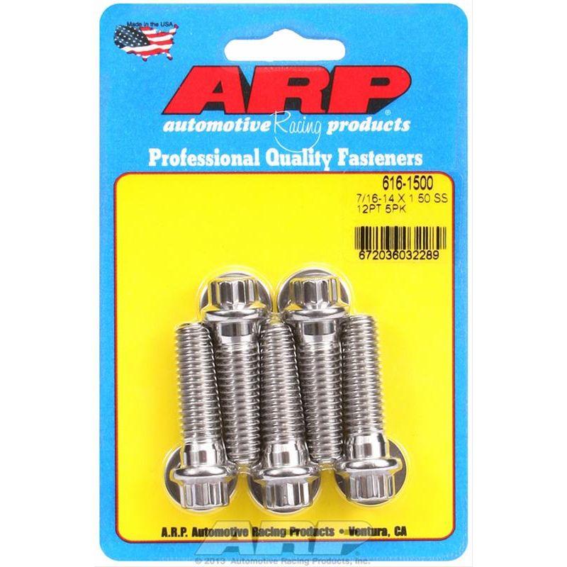 ARP 7/16 Inch -14 x 1.500 12pt SS Bolts (5/pkg) - SMINKpower Performance Parts ARP616-1500 ARP