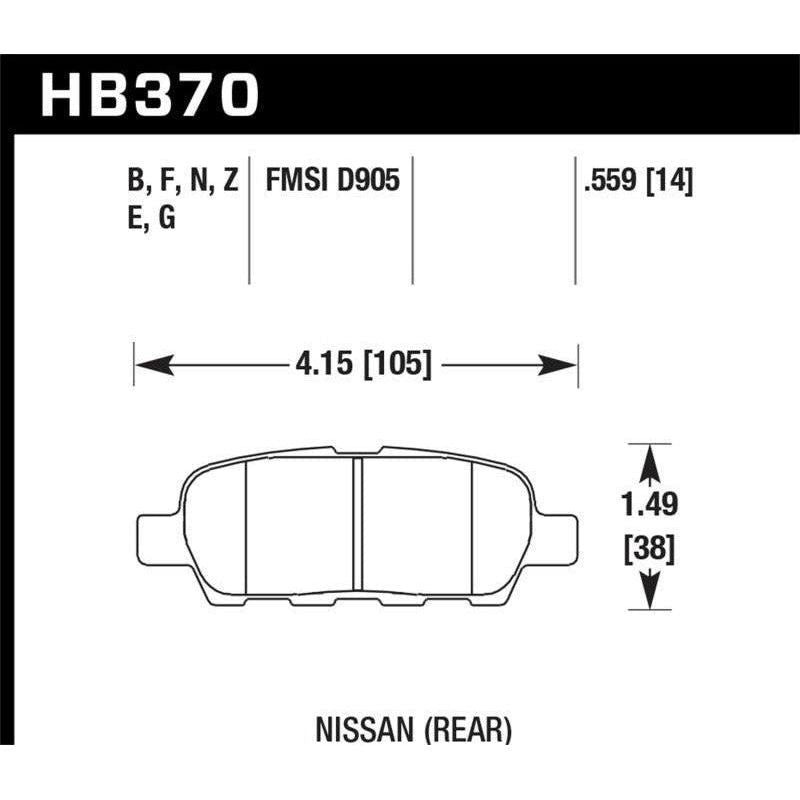 Hawk 03-07 350z / G35 / G35X w/o Brembo HPS Street Rear Brake Pads - SMINKpower Performance Parts HAWKHB370F.559 Hawk Performance