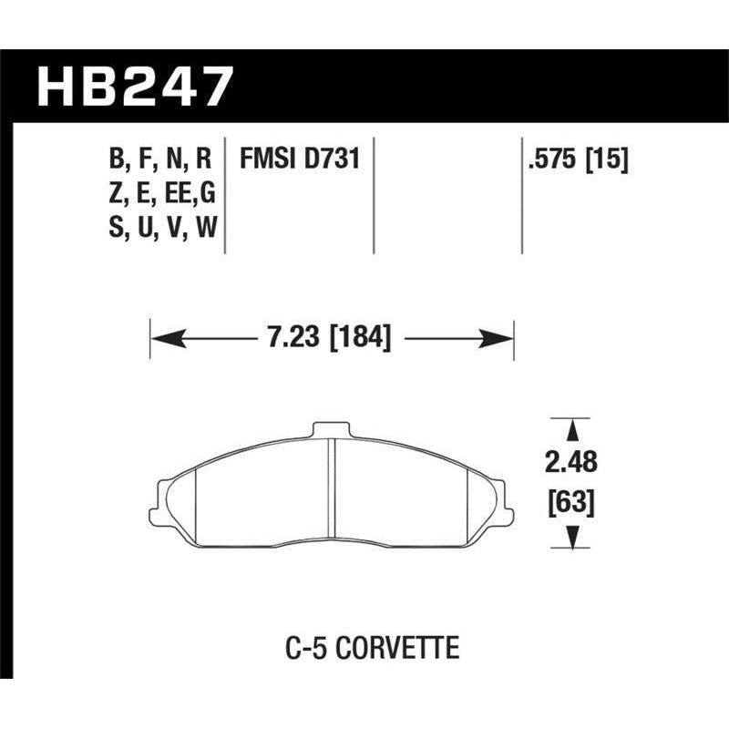 Hawk 04-09 Cadillac XLR / 01-04 Corvette Z06/ 05-06 Pontiac GTO DTC-60 Race Front Brake Pads - SMINKpower Performance Parts HAWKHB247G.575 Hawk Performance