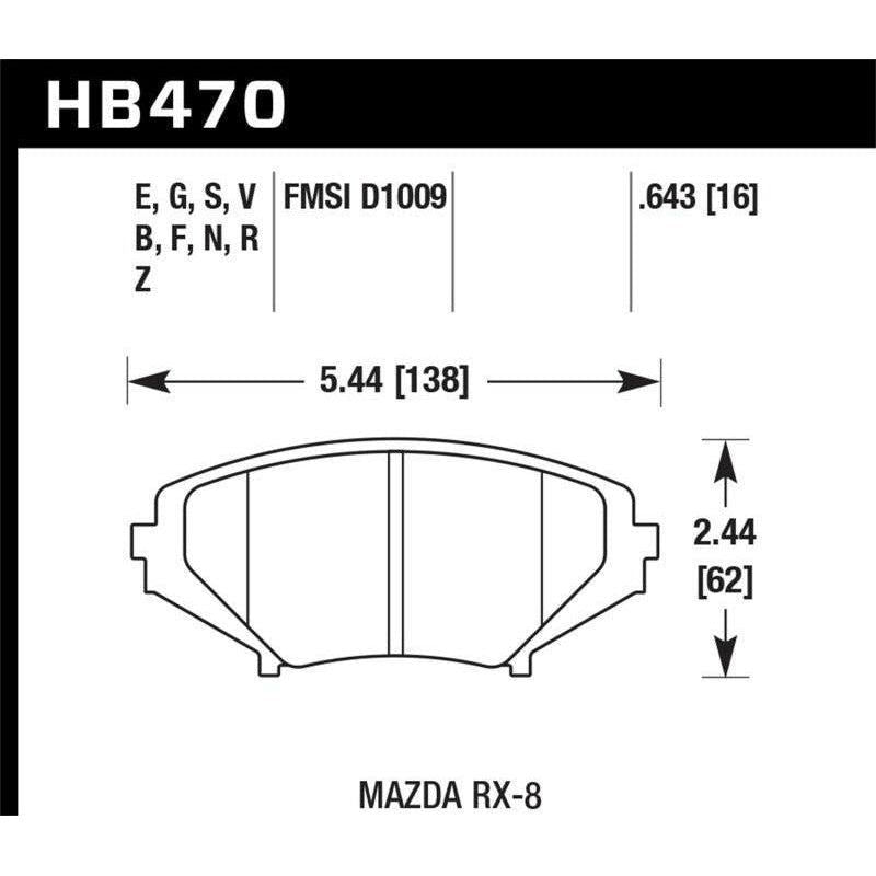 Hawk 04-09 RX8 HP+ Street Front Brake Pads (D1009) - SMINKpower Performance Parts HAWKHB470N.643 Hawk Performance