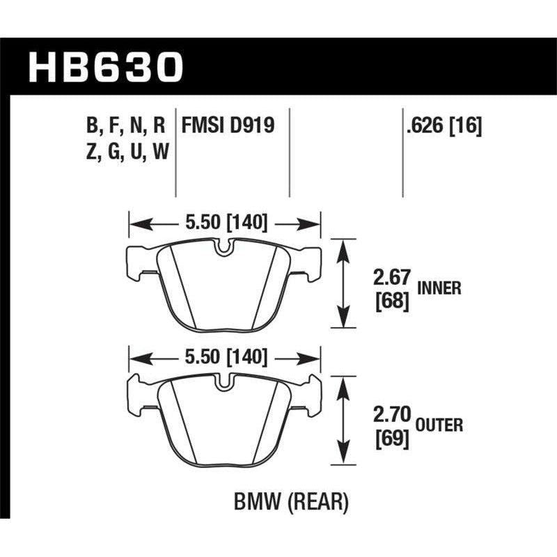 Hawk 04-10 BMW 535i/545i/550i / 04-10 645Ci/650i /02-09 745i/745Li/750 HPS 5.0 Street Brake Pads - SMINKpower Performance Parts HAWKHB630B.626 Hawk Performance