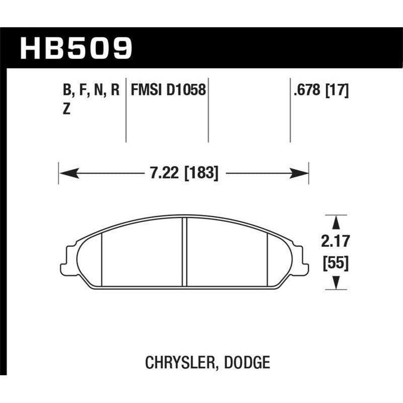 Hawk 05-16 Chrysler 300 / 06-16 Dodge Charger / 08-16 Dodge Challenger HP+ Street Front Brake Pads - SMINKpower Performance Parts HAWKHB509N.678 Hawk Performance