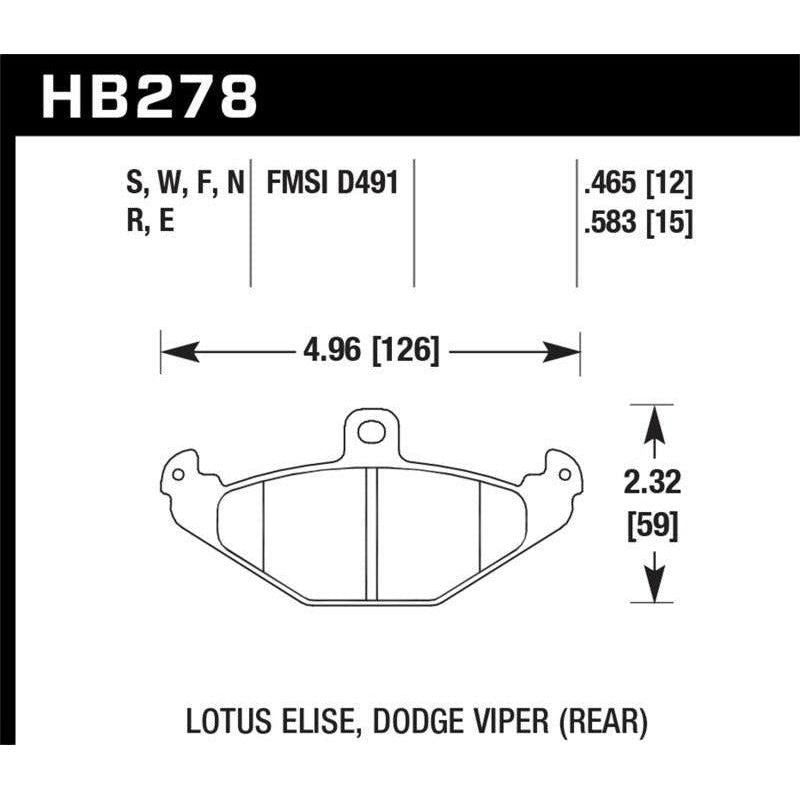 Hawk 05 Lotus Elise HP+ Street Rear Brake Pads - SMINKpower Performance Parts HAWKHB278N.465 Hawk Performance