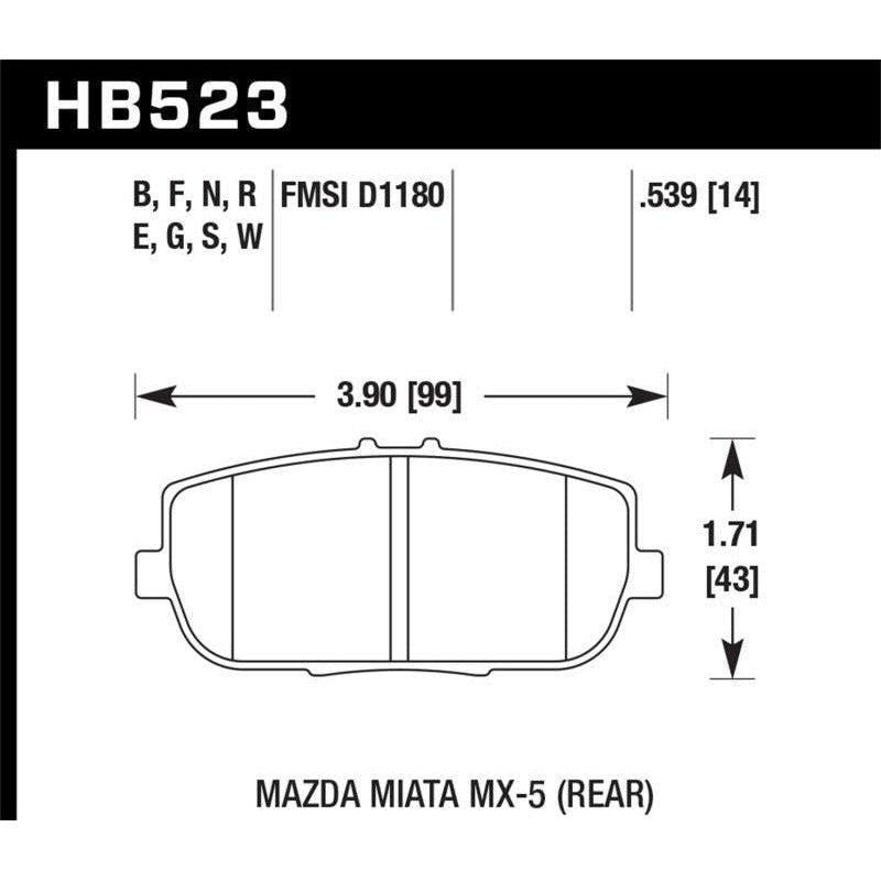 Hawk 06-10 Mazda Miata Mx-5 Base Blue 9012 Race Rear Brake Pads - SMINKpower Performance Parts HAWKHB523E.539 Hawk Performance