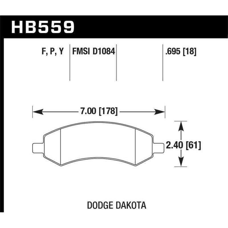 Hawk 06-16 Dodge RAM 1500 / 06-10 Mitsubishi Raider Super Duty Front Brake Pads - SMINKpower Performance Parts HAWKHB559P.695 Hawk Performance