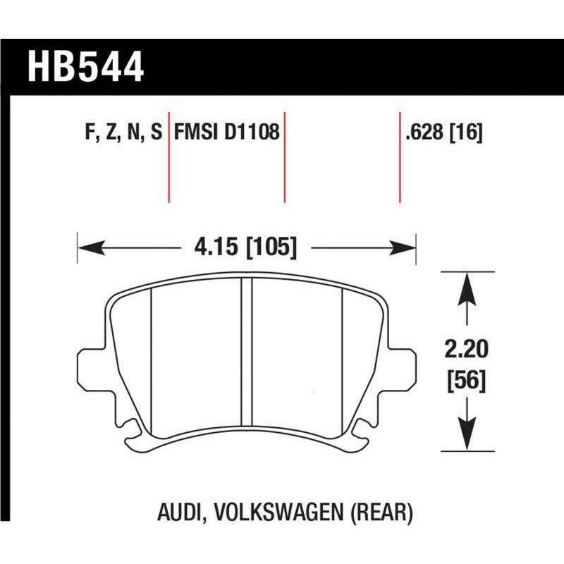 Hawk 06 Audi A6 Quattro Avant/06-09 A6 Quattro HT-10 Rear Brake Pads - SMINKpower Performance Parts HAWKHB544S.628 Hawk Performance