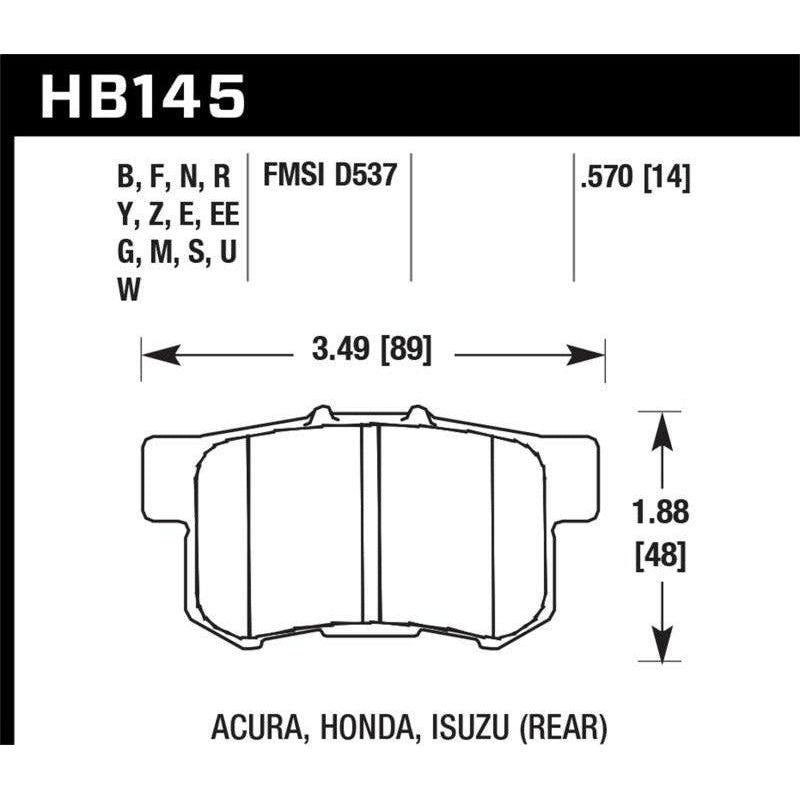 Hawk 06+ Honda Civic Si / 97-99 Acura CL Race Rear Black Brake Pads - SMINKpower Performance Parts HAWKHB145M.570 Hawk Performance