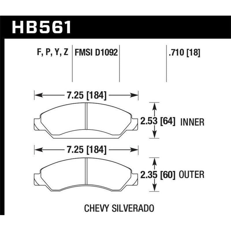 Hawk 07-08 Escalade 6.2 / 07-08 Avalanche Super Duty Front Brake Pads - SMINKpower Performance Parts HAWKHB561P.710 Hawk Performance
