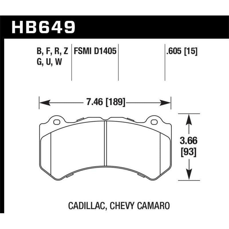 Hawk 08-12 Cadillac CTS-V / 12 Jeep Grand Cherokee (WK2) SRT8 DTC-60 Front Race Brake Pads - SMINKpower Performance Parts HAWKHB649G.605 Hawk Performance