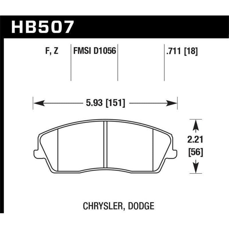 Hawk 09-10 Dodge Challenger SE / 06-10 Charger SE / 05-10 Chrylser 300 HPS Street Front Brake Pads - SMINKpower Performance Parts HAWKHB507F.711 Hawk Performance