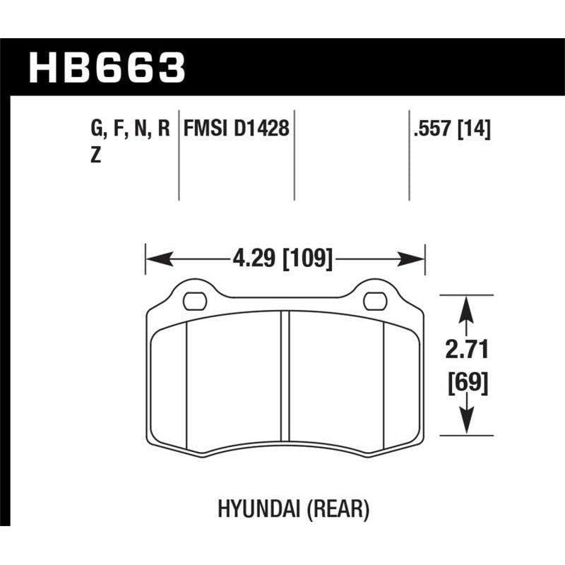 Hawk 10 Hyundai Genesis Coupe (Track w/ Brembo Brakes) HP+ Autocross 14mm Rear Brake Pads - SMINKpower Performance Parts HAWKHB663N.557 Hawk Performance