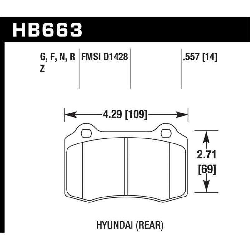 Hawk 10 Hyundai Genesis Coupe (Track w/ Brembo Breaks) HPS Street 14mm Rear Brake Pads - SMINKpower Performance Parts HAWKHB663F.557 Hawk Performance