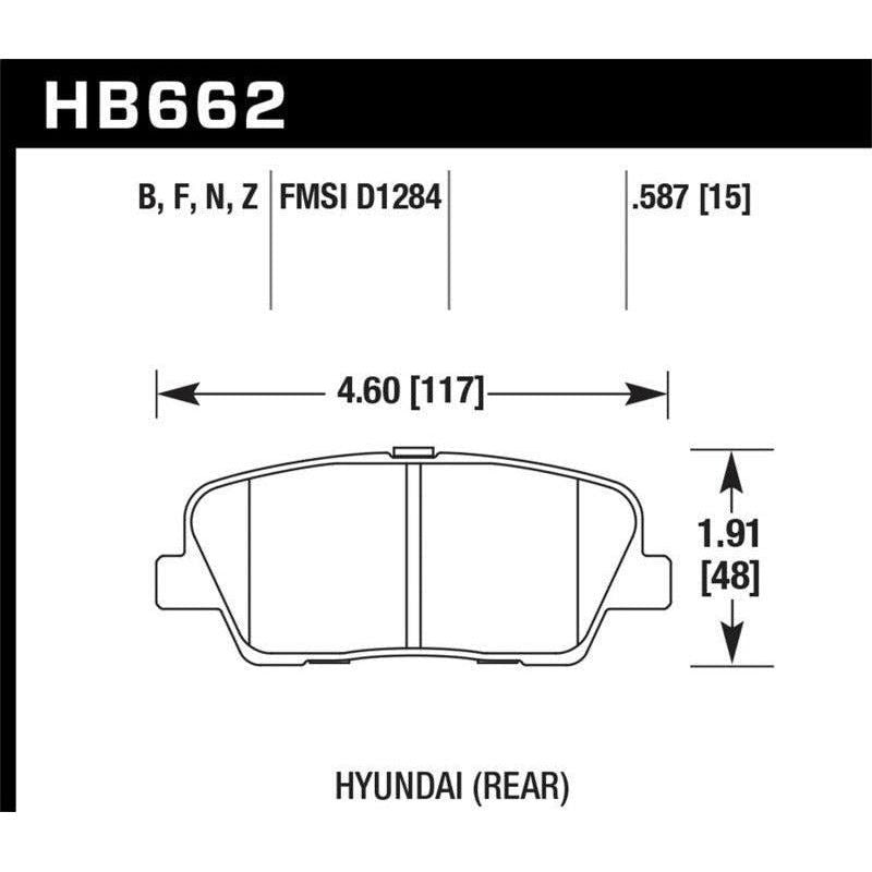 Hawk 10 Hyundai Genesis Coupe (w/o Brembo Breaks) HP+ Autocross 15mm Rear Brake Pads - SMINKpower Performance Parts HAWKHB662N.587 Hawk Performance