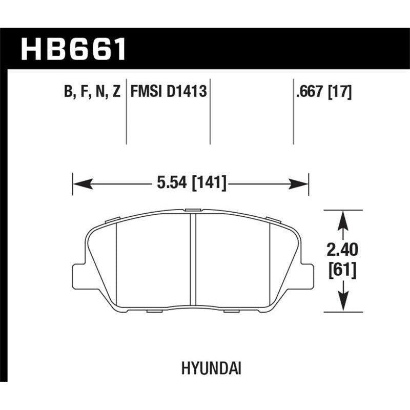 Hawk 10 Hyundai Genesis Coupe (w/o Brembo Breaks) HP+ Autocross Front Brake Pads - SMINKpower Performance Parts HAWKHB661N.667 Hawk Performance