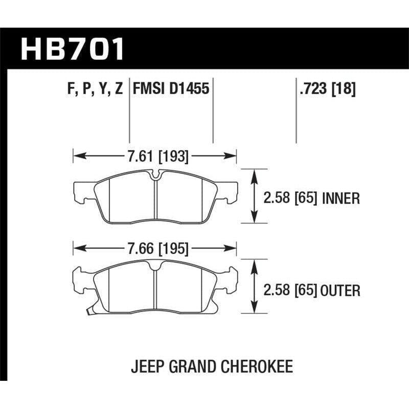 Hawk 11-12 Dodge Durango / 11-12 Jeep Grand Cherokee LTS Front Street Brake Pads - SMINKpower Performance Parts HAWKHB701Y.723 Hawk Performance