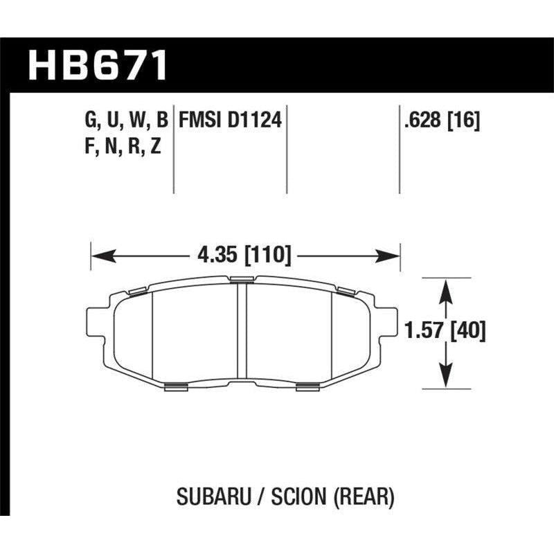 Hawk 11+ Subaru Legacy GT Performance Ceramic Rear Street Brake Pads - SMINKpower Performance Parts HAWKHB671Z.628 Hawk Performance