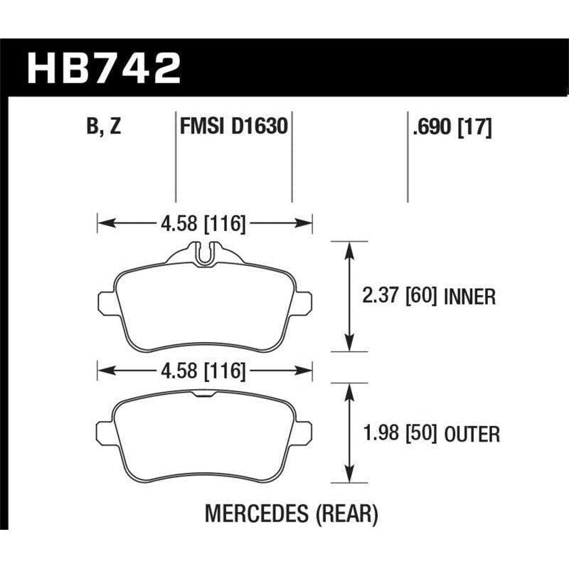 Hawk 12-15 Mercedes-Benz ML350/550 HPS 5.0 Rear Brake Pads - SMINKpower Performance Parts HAWKHB742B.690 Hawk Performance
