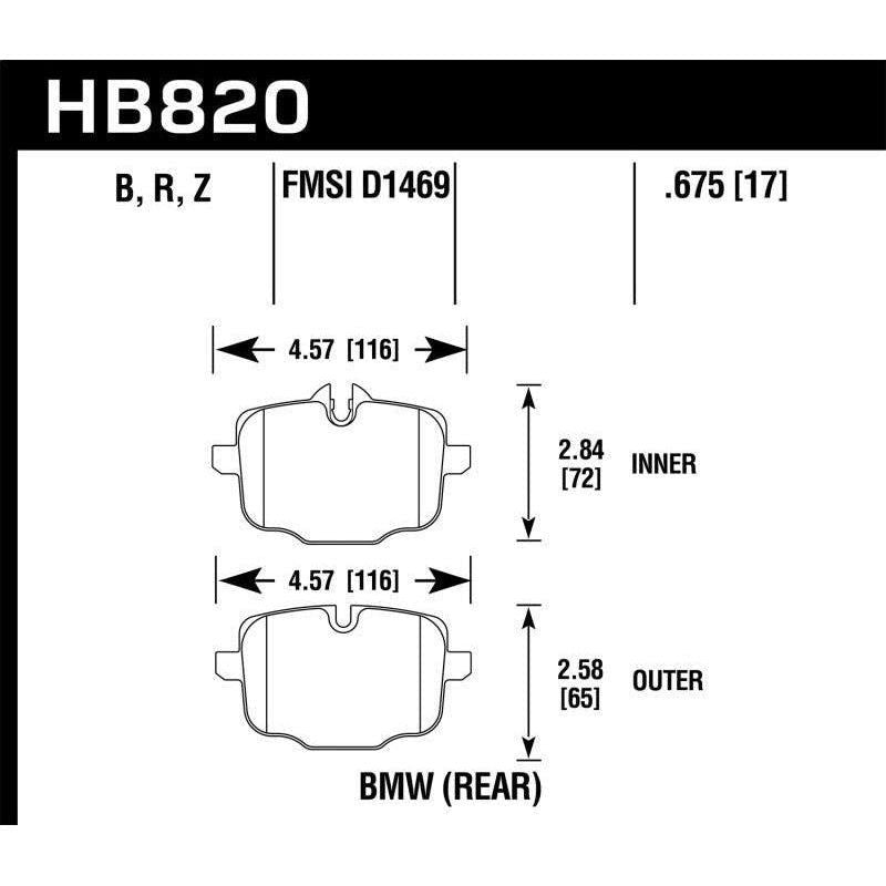 Hawk 12-17 BMW M6 / 14-17 BMW M6 Gran Coupe / 13-16 BMW M5 HPS 5.0 Rear Brake Pads - SMINKpower Performance Parts HAWKHB820B.675 Hawk Performance