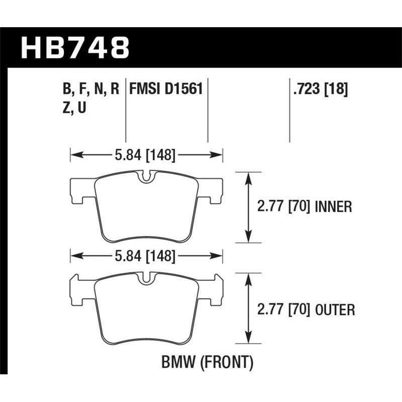 Hawk 13-14 BMW 328i/328i xDrive / 2014 428i/428i xDrive HP Plus Front Brake Pads - SMINKpower Performance Parts HAWKHB748N.723 Hawk Performance
