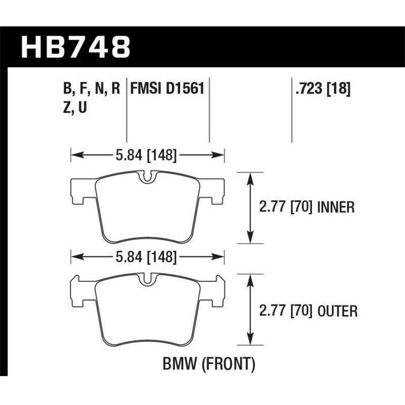 Hawk 13-14 BMW 328i/328i xDrive / 2014 428i/428i xDrive HPS Front Brake Pads - SMINKpower Performance Parts HAWKHB748F.723 Hawk Performance