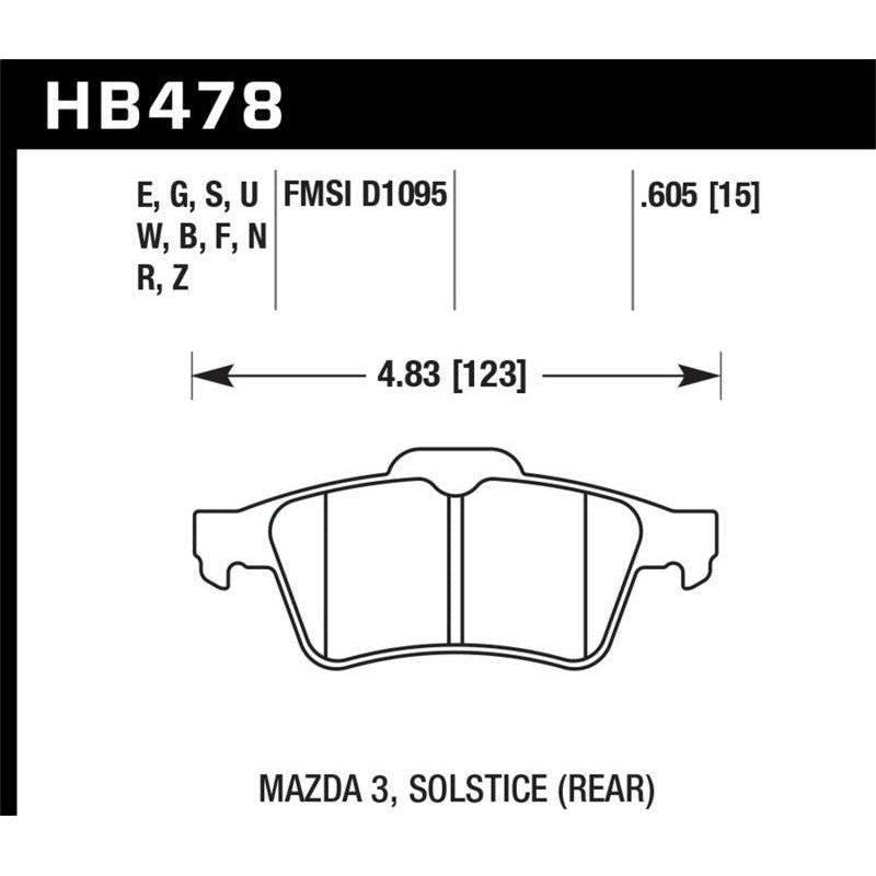 Hawk 13-14 Ford Focus ST / Mazda/ Volvo HP+ Street Rear Brake Pads - SMINKpower Performance Parts HAWKHB478N.605 Hawk Performance